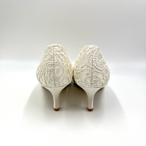 Paradox London Pink Women's Ivory White Lace Peep Toe Heels Pumps Shoes 9 - Picture 7 of 14